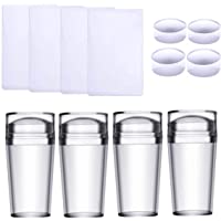 4 Uds Selladores de uñas transparentes 4 Uds Raspadores de uñas 4 Uds Cabezas estampadoras de silicona para arte de uñas